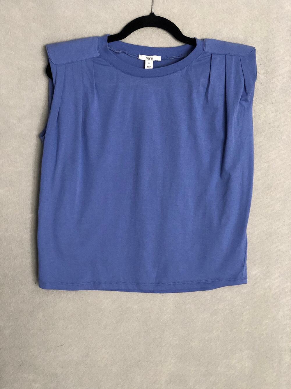 Bar III Padded Shoulder Top Sleeveless Blue Women's Petite Small NEW